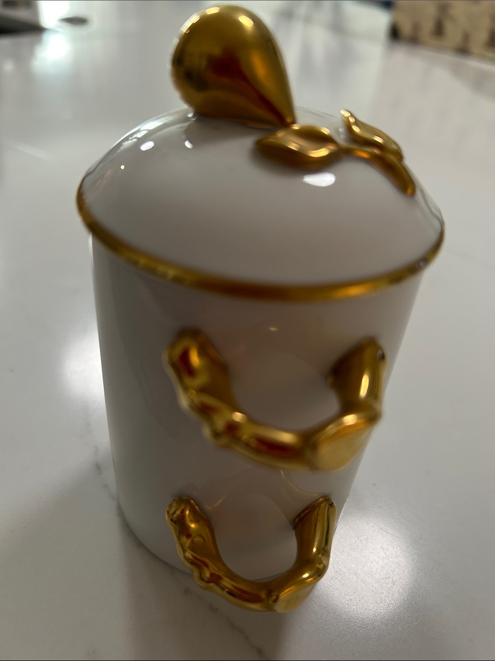 Fitz and Floyd Jam Jar with Gold Fruit Accent